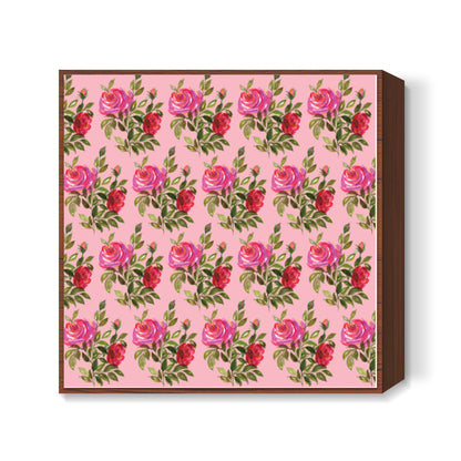 Romantic Elegant Vintage Floral Pink Rose Pattern Background Square Art Prints