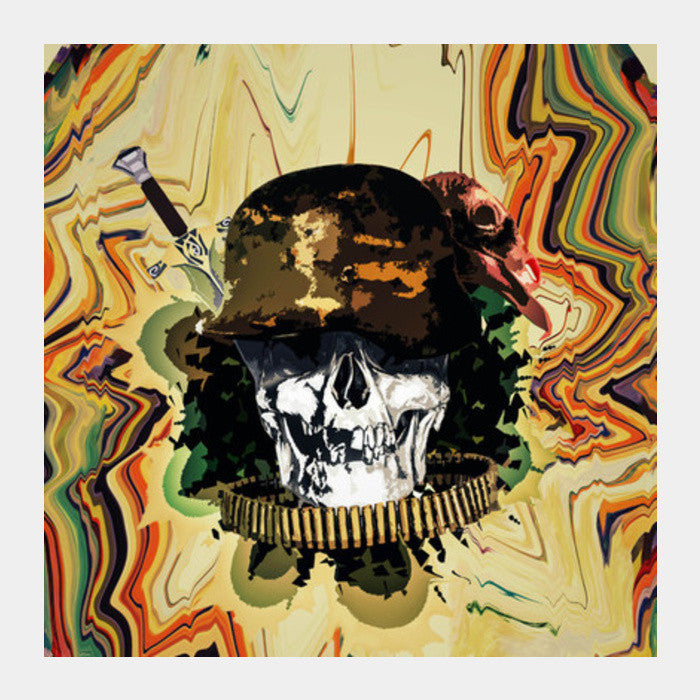 Square Art Prints, Skull Soldier Square Art Prints