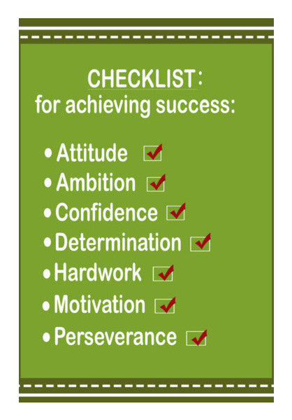 Wall Art, Success Checklist Typography Motivational Poster Wall Art
