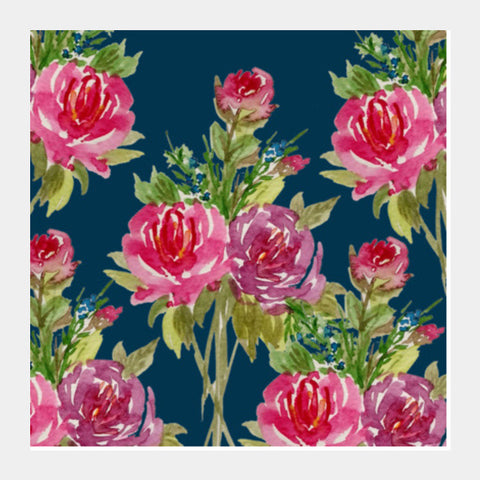 Square Art Prints, Watercolor Rose Bouquet Floral Spring Background Square Art Prints