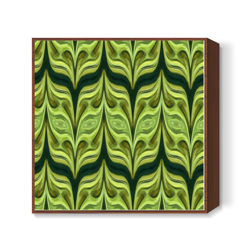 Olive Green Abstract Wave Pattern Background Square Art Prints