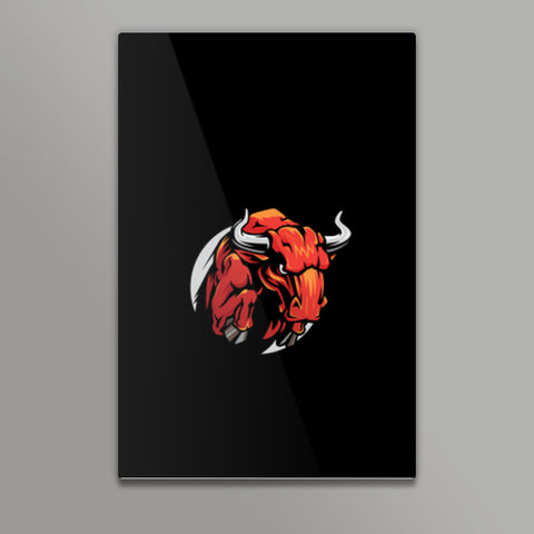 Bull Mascot Metal Prints