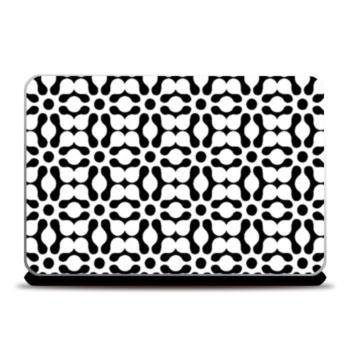 Laptop Skins, Abstract Black And White Floral Pattern Laptop Skins