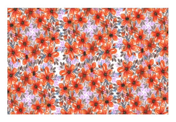Blooming Orange Wildflowers Painted Floral Spring Background Wall Art