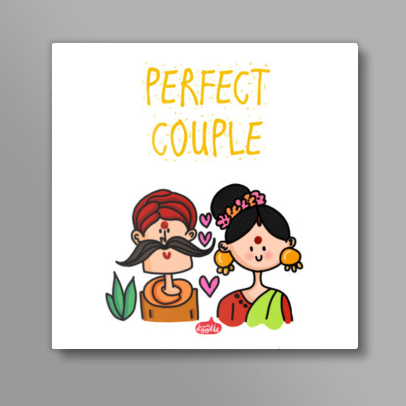 The Desi Perfect Couple Square Art Prints