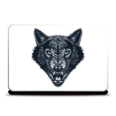 Hunter - Wolf Line Art (Wild Animal) Laptop Skins