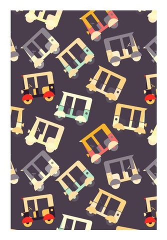 PosterGully Specials, Auto rickshaw quirky pattern Wall Art