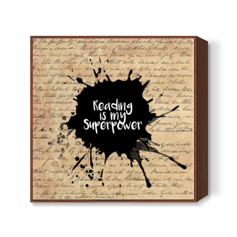 Reading is my Superpower (Vintage Paper) Square Art Prints