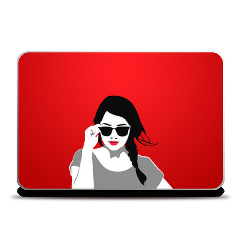Laptop Skins, Girl in Red Vector Illustration Laptop Skins