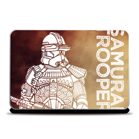 Samurai Trooper: Star Wars inspired original artwork, black, red, duotone, bold, bright, pop art, trendy graphic art, fan art, intricate, graphic poster, minimalist art, trending designs Laptop Skins