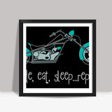 Ride, eat, sleep ... repeat ! Square Art Prints