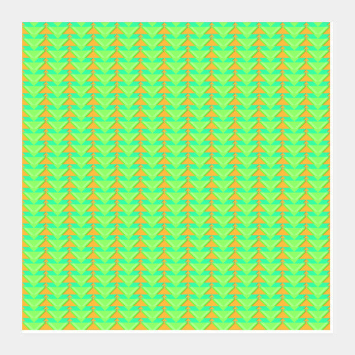 Trippy Triangles | Green orange Square Art Prints