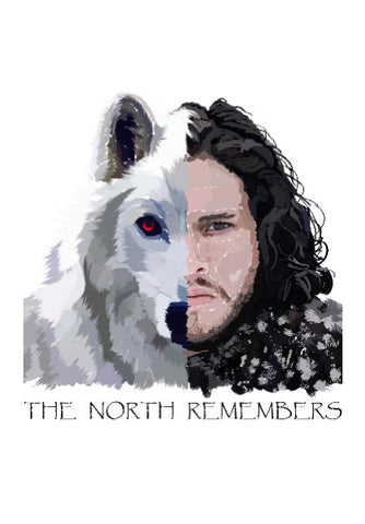Wall Art, Jon Snow and Ghost captioned Wall Art
