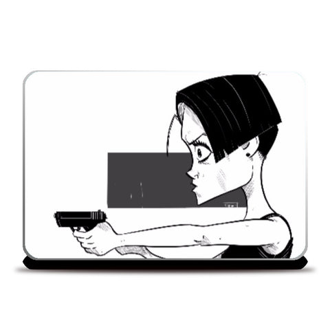 Laptop Skins, Double O Chick Black and White Design Laptop Skin