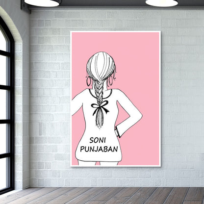 Soni Punjaban Indian Woman Minimal Print  Wall Art