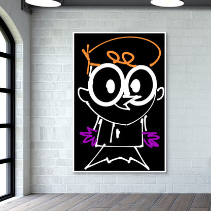 Dexter Laboratory Minimal Doodle Artwork (Cartoon/TV Series) Wall Art