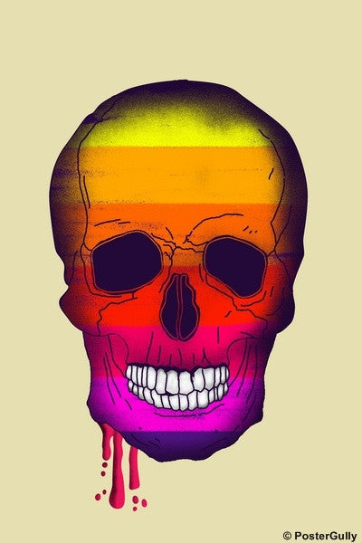 Wall Art, Bleeding Rainbow Skull Artwork, - PosterGully
