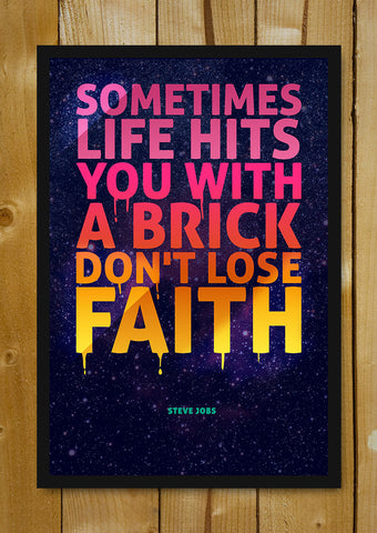 Glass Framed Posters, Life Hits Brick Steve Jobs Glass Framed Poster, - PosterGully - 1