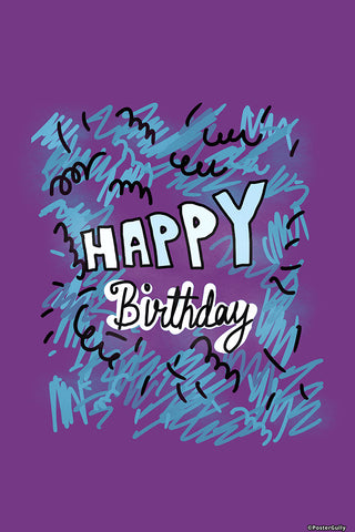 Wall Art, Happy Birthday Purple, - PosterGully - 1