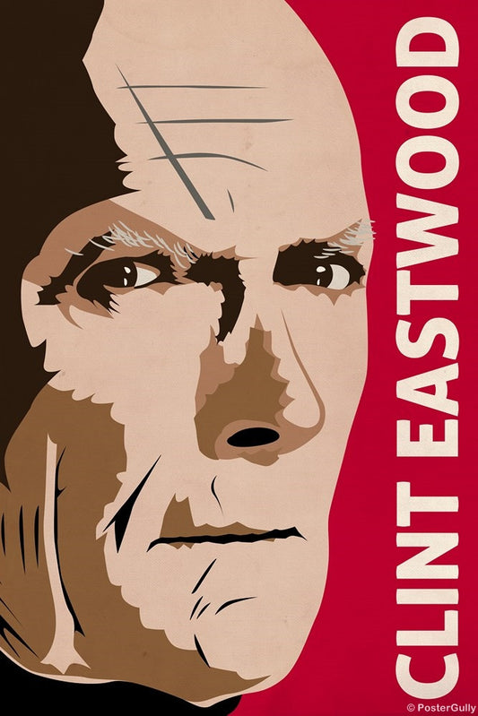 Wall Art, Clint Eastwood | Pop Red, - PosterGully