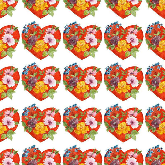 Square Art Prints, Floral Heart Pattern Artwork