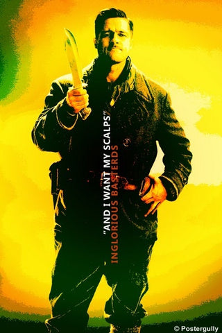 Wall Art, Brad Pitt Inglorious Basterds Yellow, - PosterGully