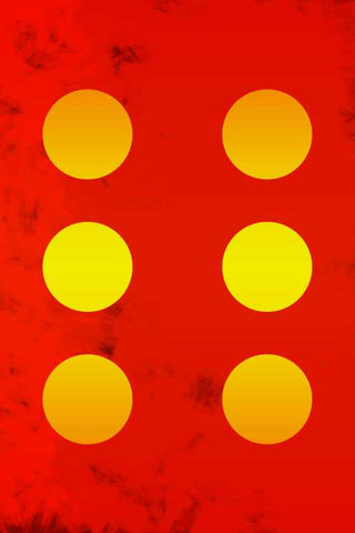 6 Yellow Circles Red Abstract |  PosterGully Regulars - 12'' x 18''