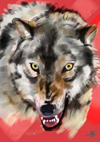 Wall Art, Angry Wolf Red Artwork