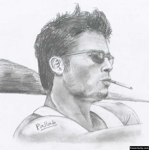 Square Art Prints, Brad Pitt 2 | Sketch Artwork