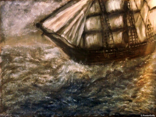 Wall Art, Ship in Storm, - PosterGully