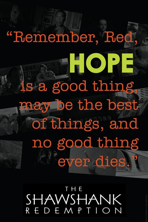 Le poster encadré avec la citation d'espoir de La rédemption de Shawshank