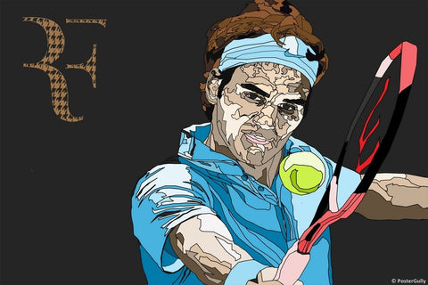 Wall Art, Roger Federer Blue Art, - PosterGully