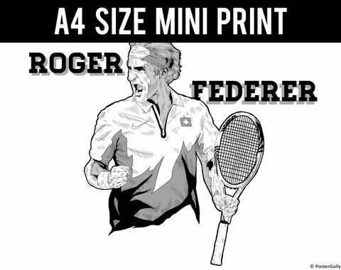 Mini Prints, Roger Federer | By Manu | Mini Print, - PosterGully