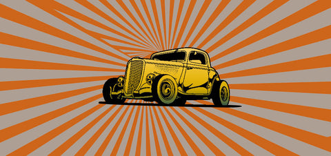 Seven Rays, Vintage Yellow Hot Rod, - PosterGully
