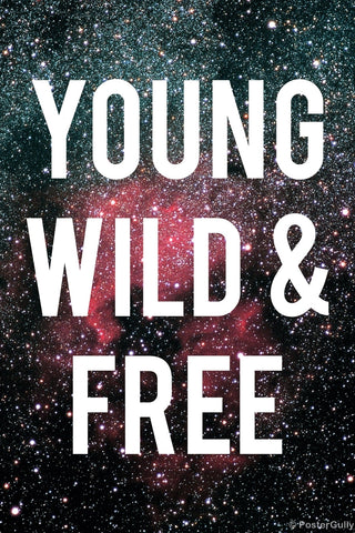 Wall Art, Young Wild Free Motivational Black, - PosterGully
