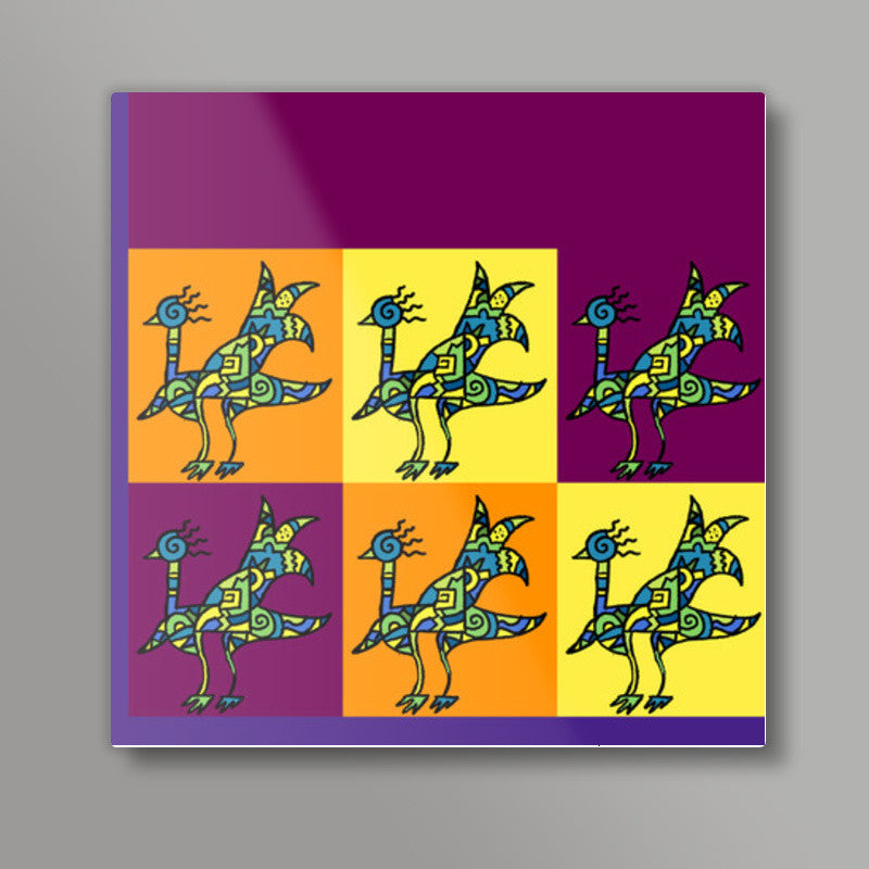 Peacock Zenscrawl Square Art Prints