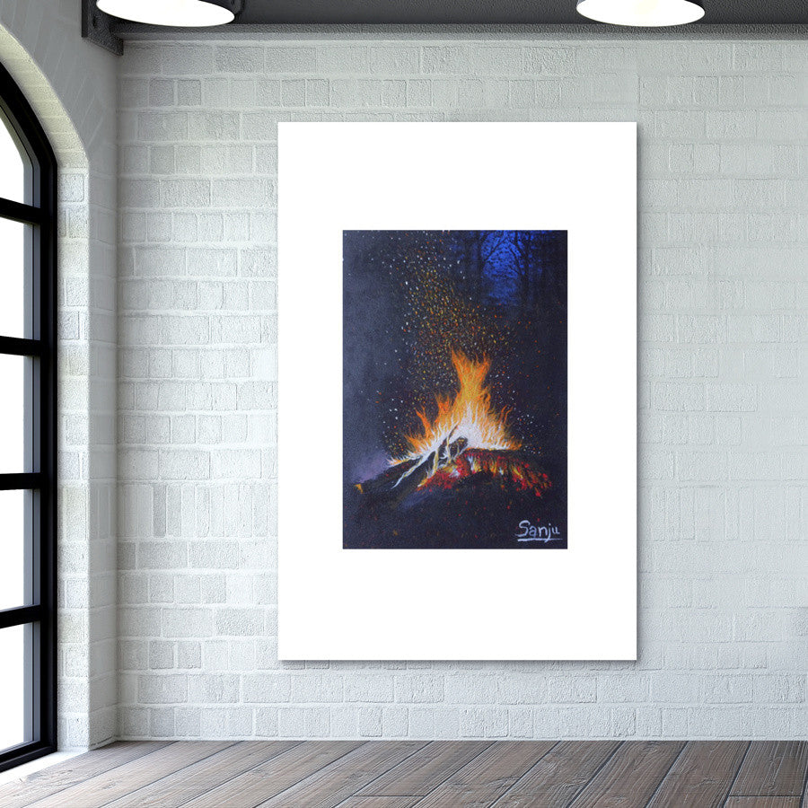 Campfire By The Woods Wall Art