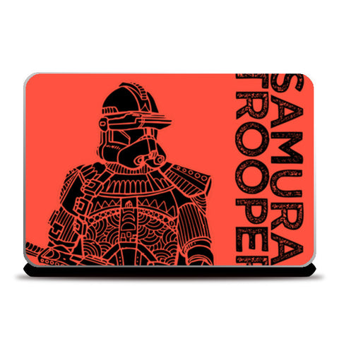 Samurai Trooper: Star Wars inspired original artwork, black, red, duotone, bold, bright, pop art, trendy graphic art, fan art, intricate, graphic poster, minimalist art, trending designs Laptop Skins