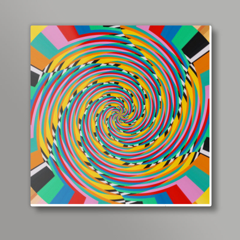 Colorful Spiral Candy Wheel Digital Swirly Design Background Square Art Prints
