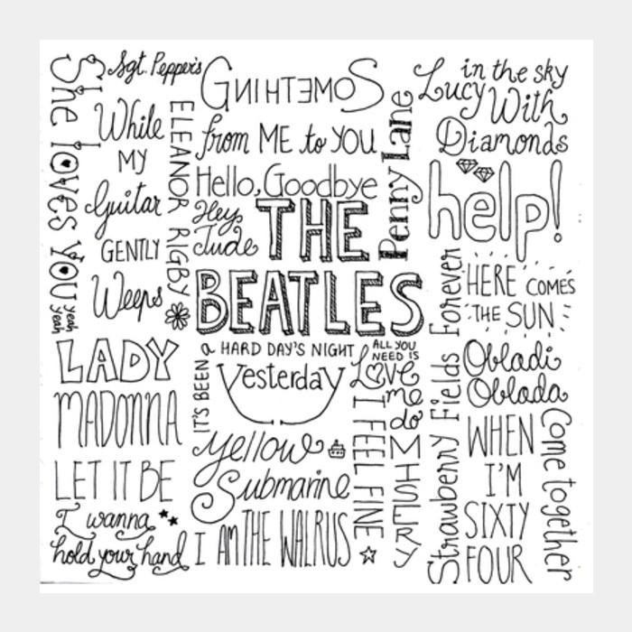 The Beatles Text Doodle Square Art Prints PosterGully Specials