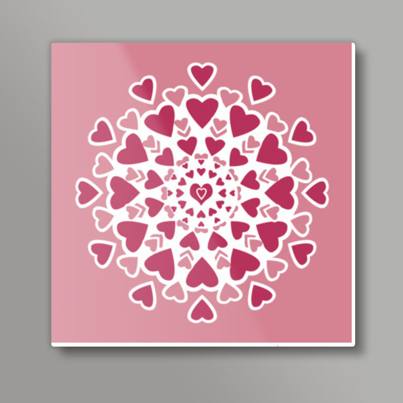 Exploding Valentine Hearts Decorative Background Design Square Art Prints