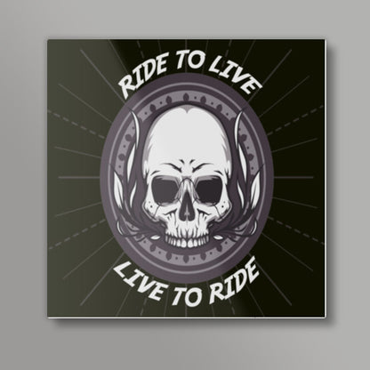 Skull - Bike Rider Square Art Prints