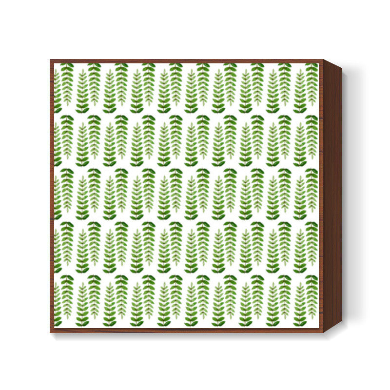 Green Hand Painted Watercolor Leaf Pattern Nature Square Art Prints