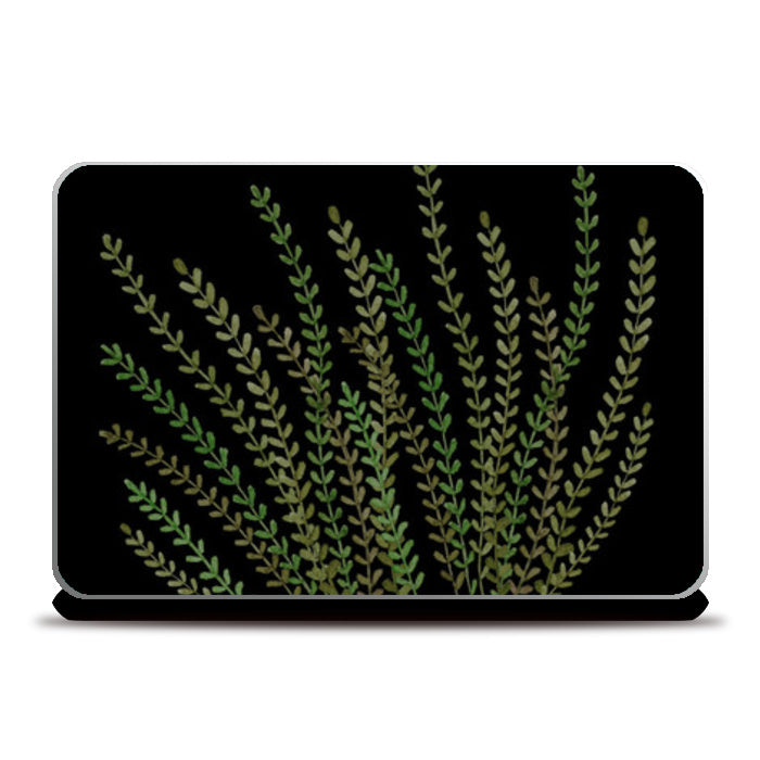 Painted Foliage Leaves Decorative Black Laptop Skins