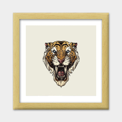 Saber Toothed Tiger Premium Square Italian Wooden Frames