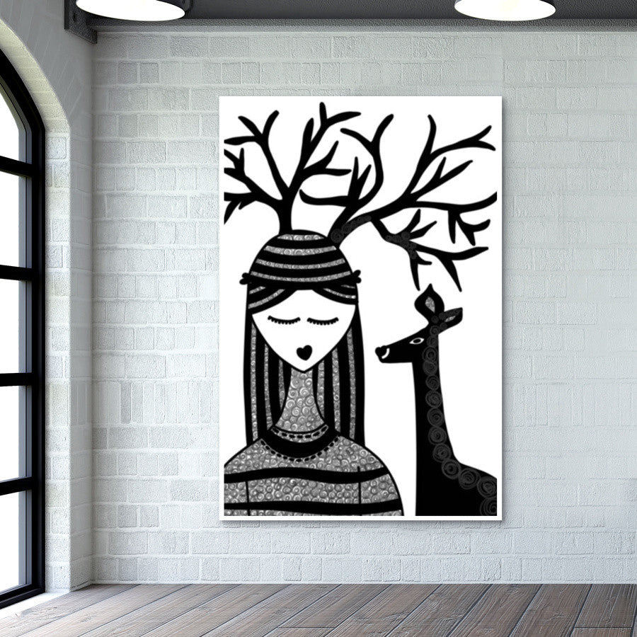 The Girl & the deer 3 Wall Art