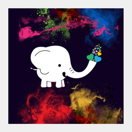 White Baby Elephant Square Art Prints PosterGully Specials