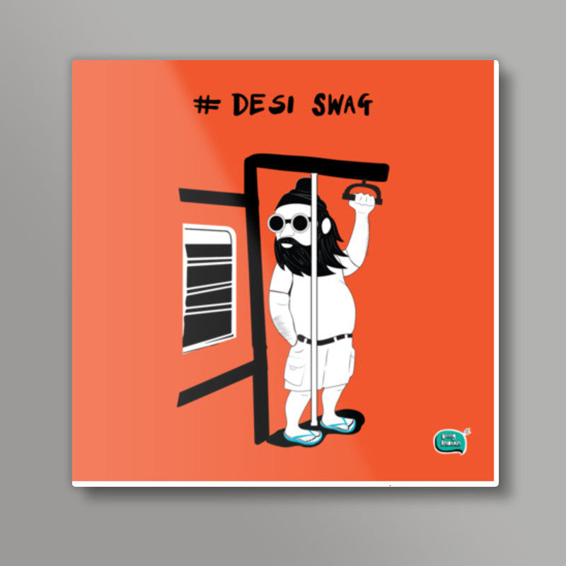 Desi Swag Orange Square Art Prints