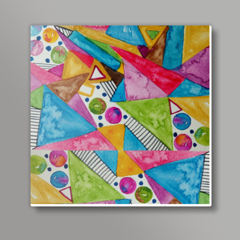 Modern Art Colorful Watercolor Abstract Shapes Background Square Art Prints