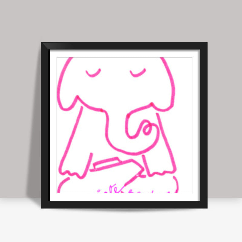 Elephant Illustration Square Art Prints